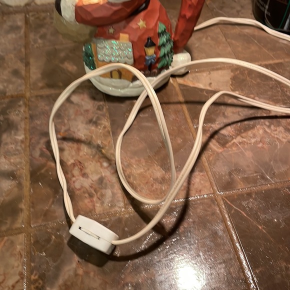 Vintage Ceramic Christmas Santa Holding A Candle Electric Lights Up Candle - Picture 3 of 16